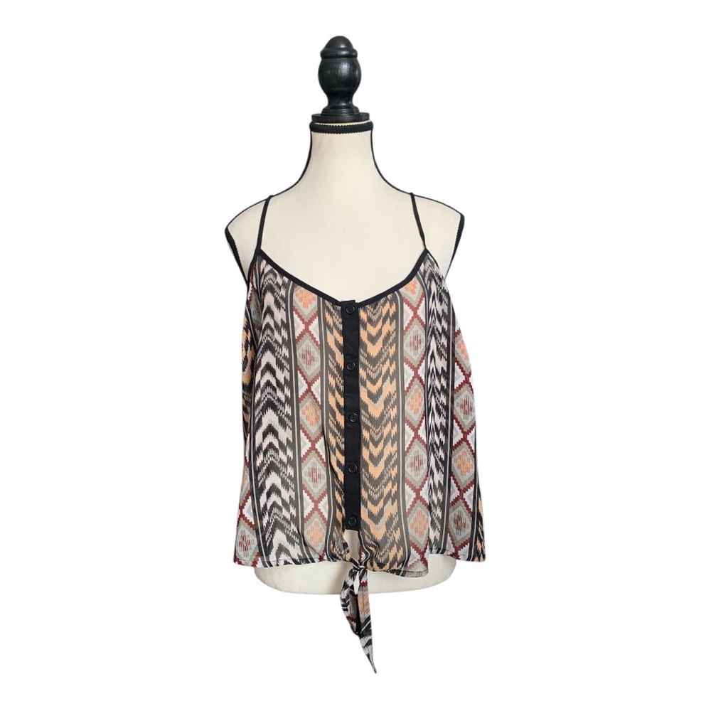 Charlotte Russe Black and Tan Patterned Tank Top